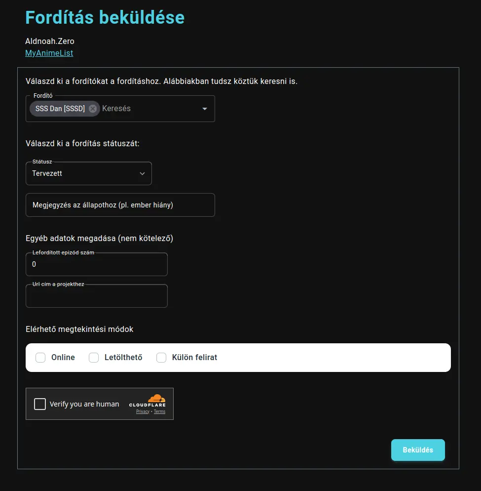 Fordítás beküldése űrlap kép